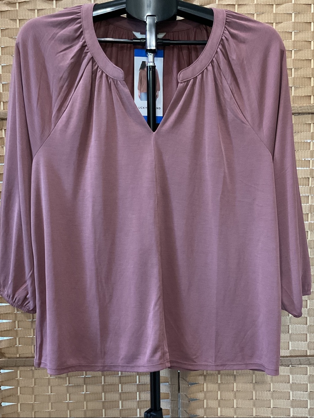 Lucky Brand Mauve Split V-Neck Tunic Top